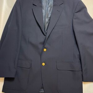 Orvis Sport Coat 42R Navy Blue Gold Button Made in USA Hopesack Blazer